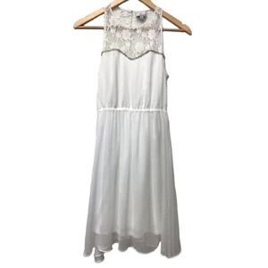 Hot & Delicious Dress Womens Small White Lace Illusion Neckline Beaded Open Back